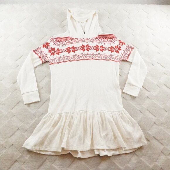Polo Ralph Lauren Fair Isle Waffle Knit Hooded Dress Big Girl's 12-14 - Picture 1 of 10